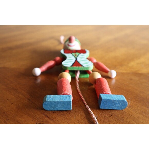 M. Gschnitzer Austria Wood Jester Clown Puppet Pull String Vintage Ornament 8.25 - Picture 9 of 12